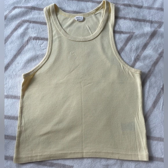 EUC, Wilfred Free Women’s Scoopneck Racerback Baby Yellow Crop Tank Top Size XS - Picture 1 of 9